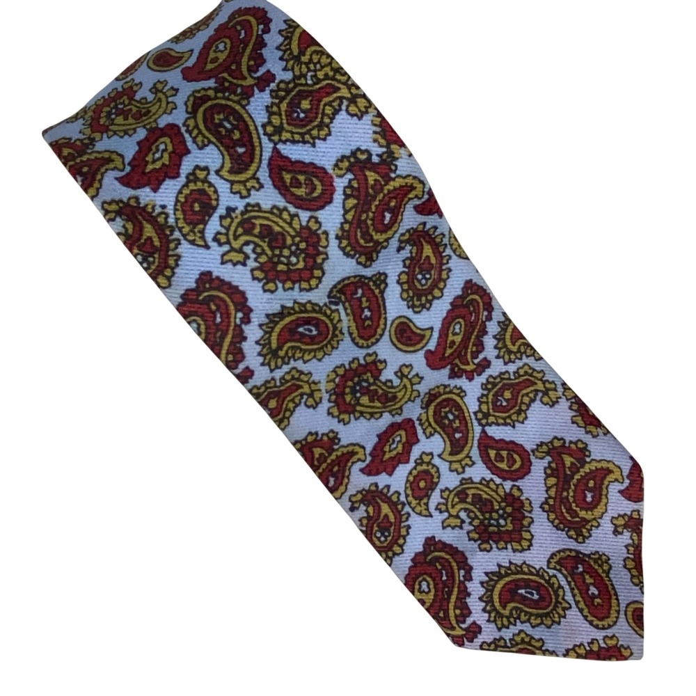 Haband Necktie Mens‎ Light Blue Red Gold Paisley VTG Pastel Graphic54.5x2.5